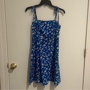 Aqua blue floral sleeveless mini dress
